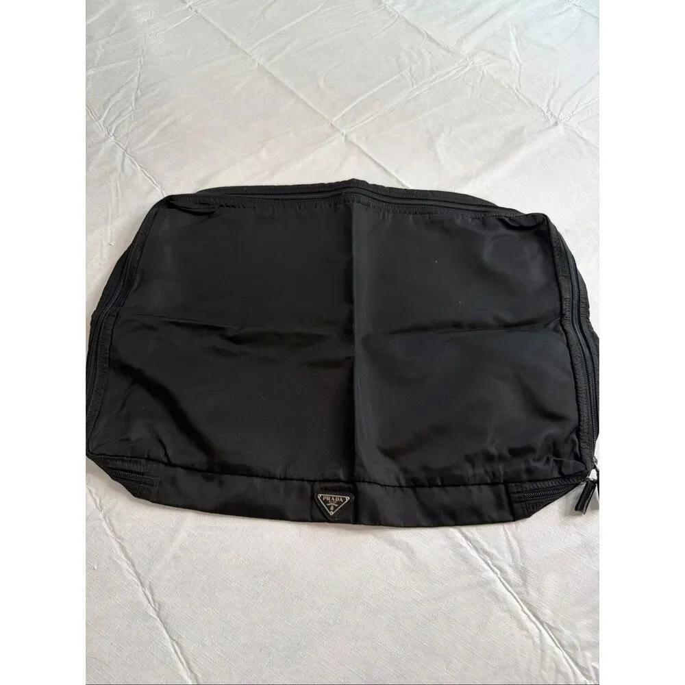 Prada Black Nylon Garment Bag Travel Suit Carrier Foldable Made In Italy